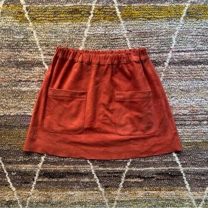 Vintage suede mini skirt, red